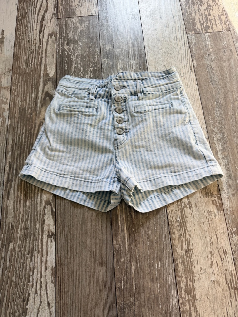 KanCan Ultra High Rise Blue Striped Shorts Size XS